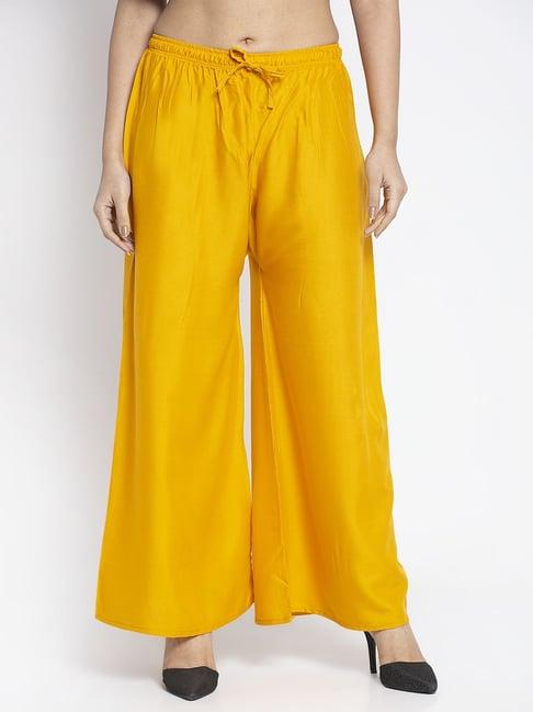 gracit mustard yellow flared fit rayon palazzos