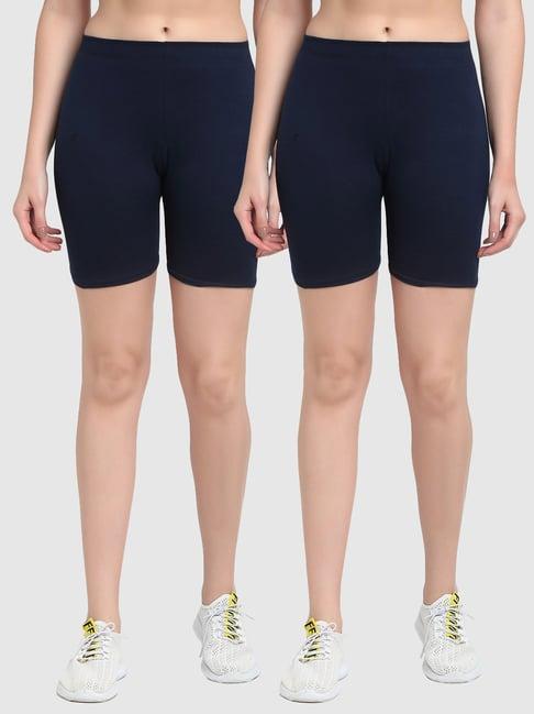 gracit navy cotton sports shorts - pack of 2