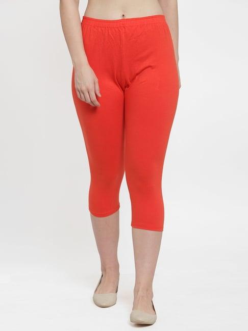 gracit orange slim fit cotton capri