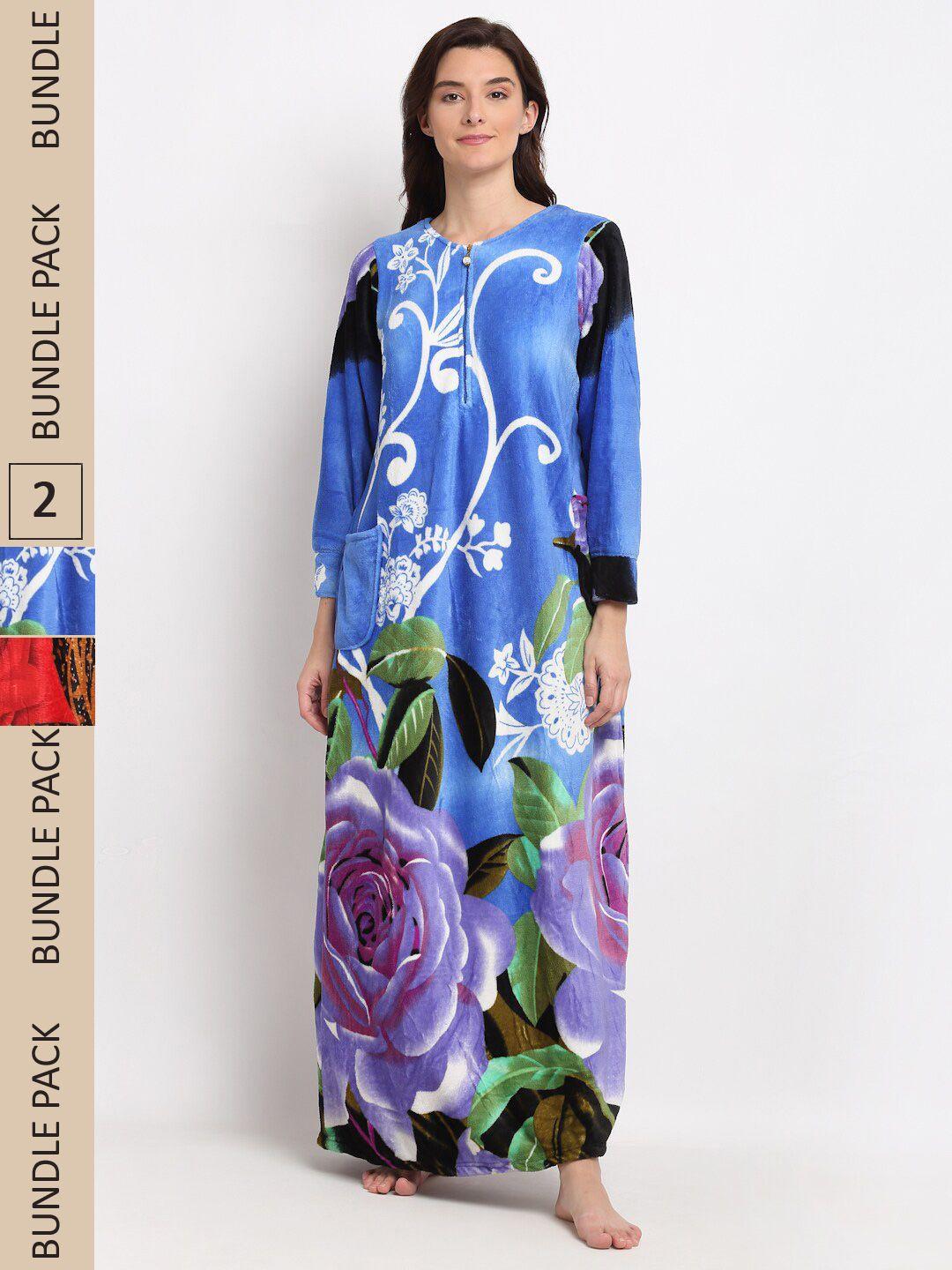 gracit pack of 2 printed maxi nightdress