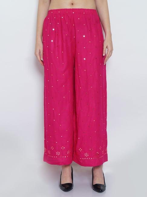 gracit pink embroidered palazzos