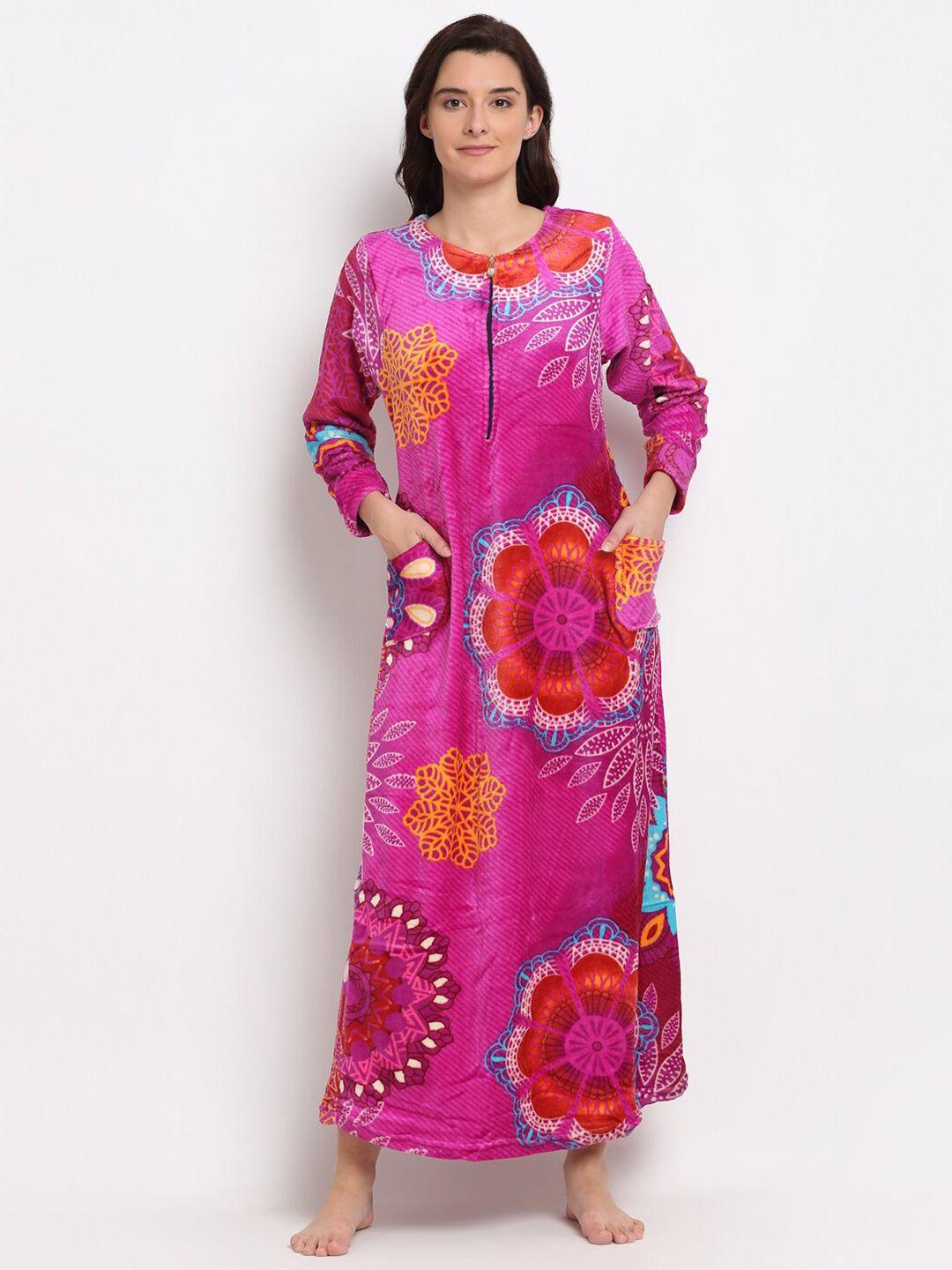 gracit printed wool maxi nightdress nsw25-07-s