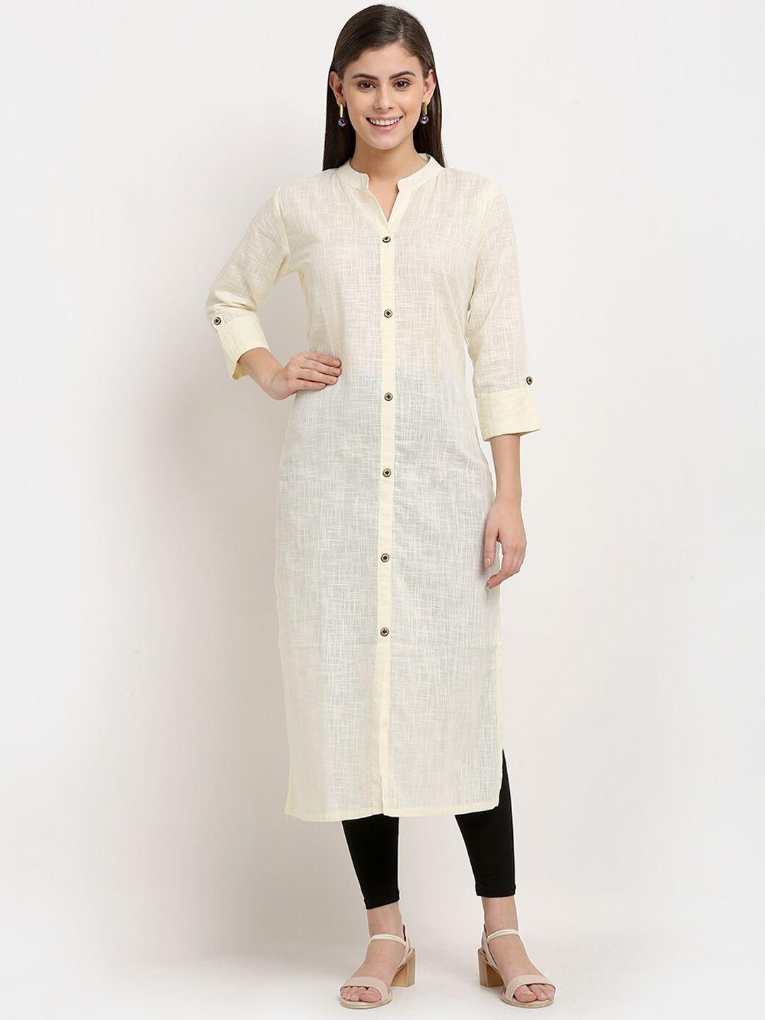 gracit self design mandarin collar pure cotton kurta with leggings