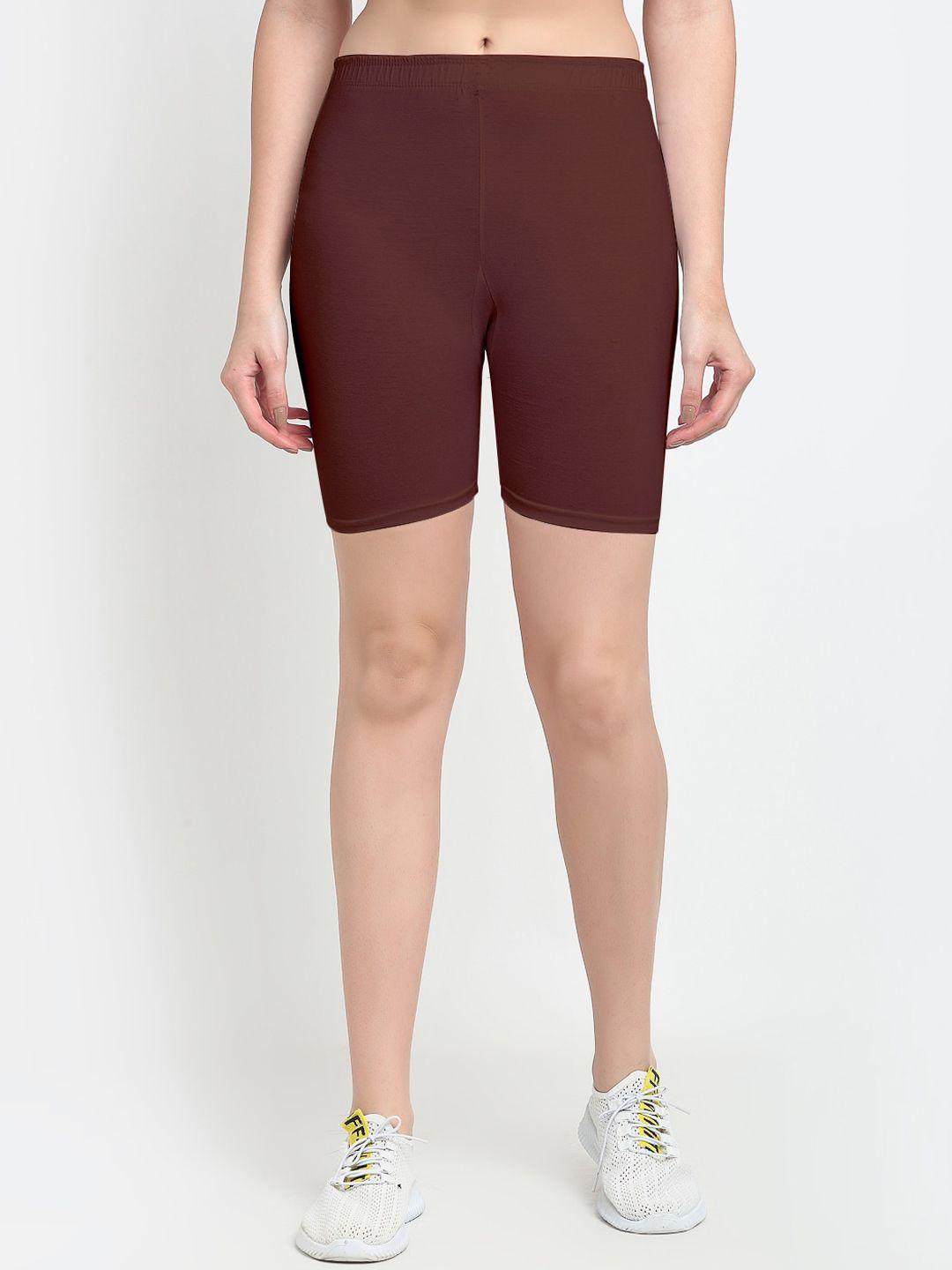 gracit women brown biker shorts