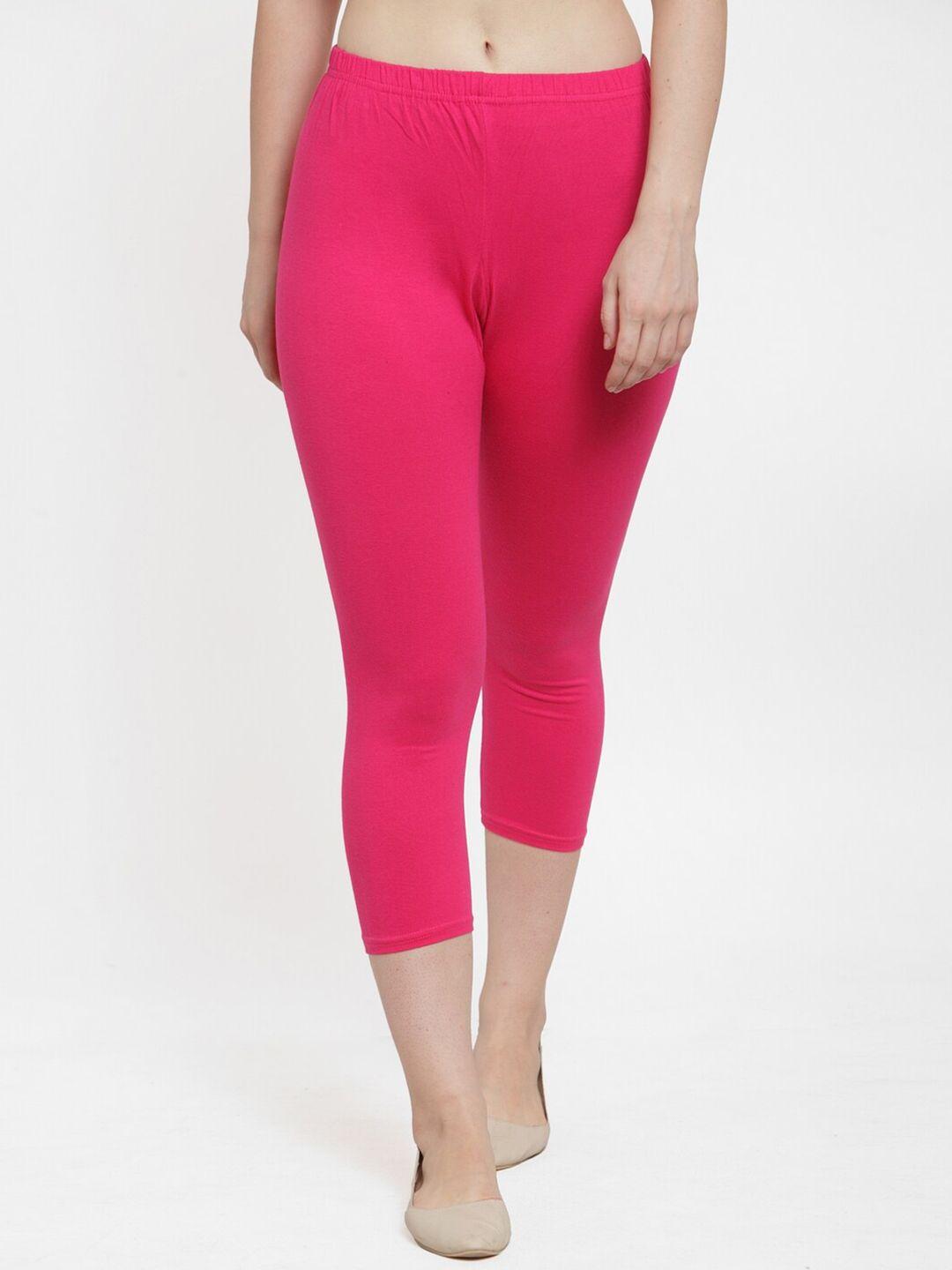 gracit women fuchsia solid slim fit capris