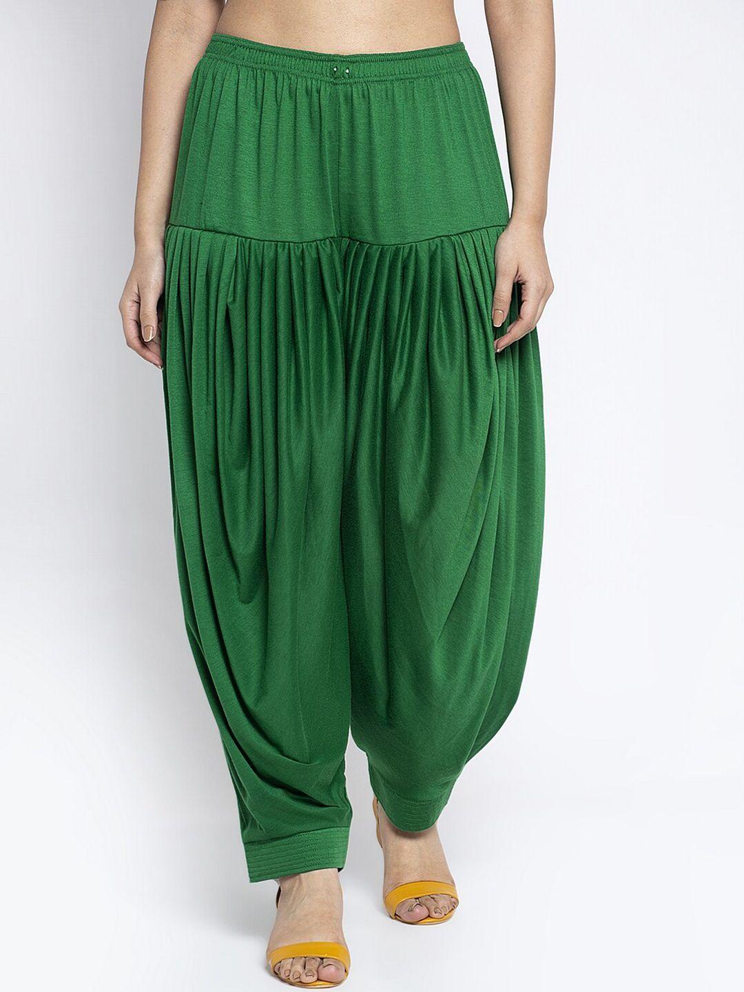 gracit women green solid loose-fit patiala