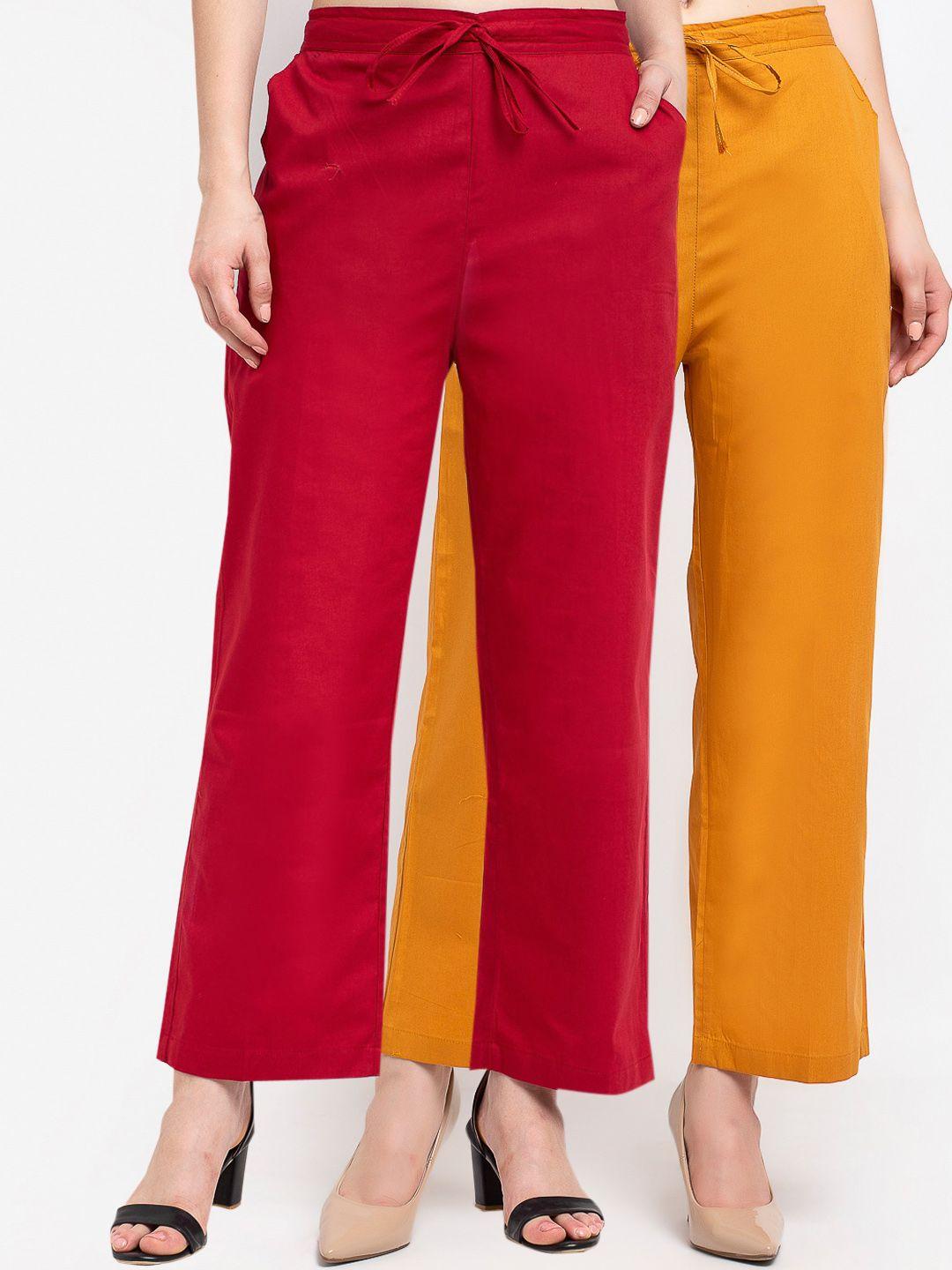 gracit women maroon loose fit pleated trousers