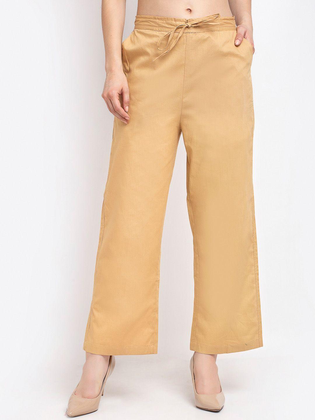 gracit women mid-rise cambric cotton parallel trousers