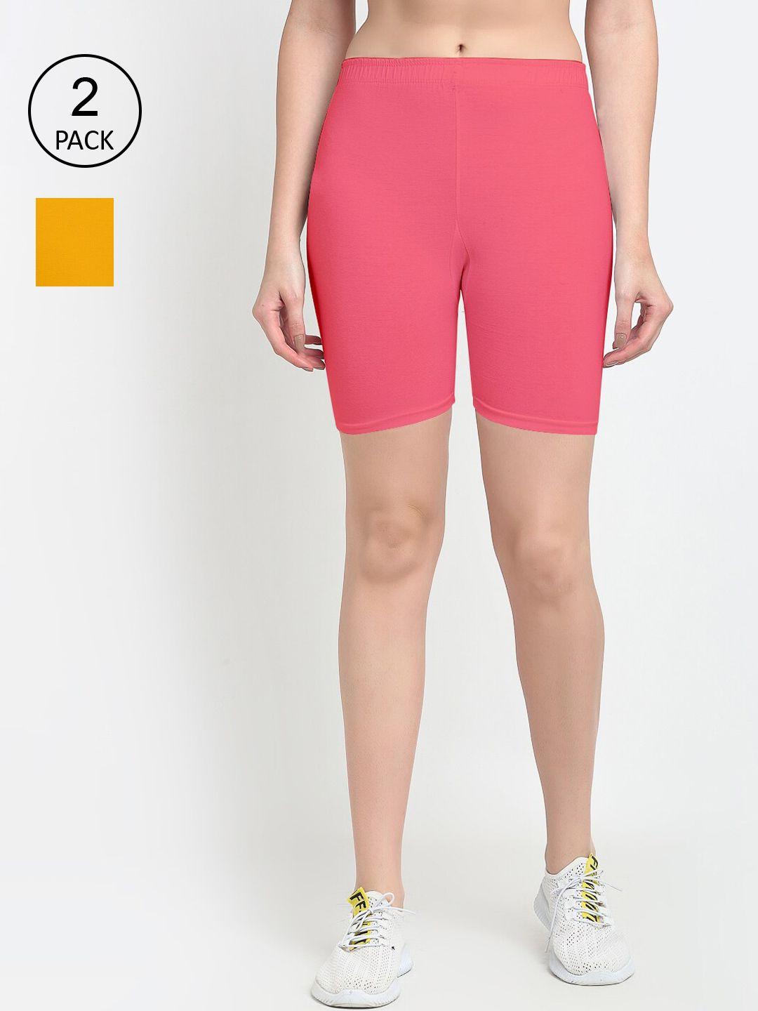 gracit women orange cycling sports shorts