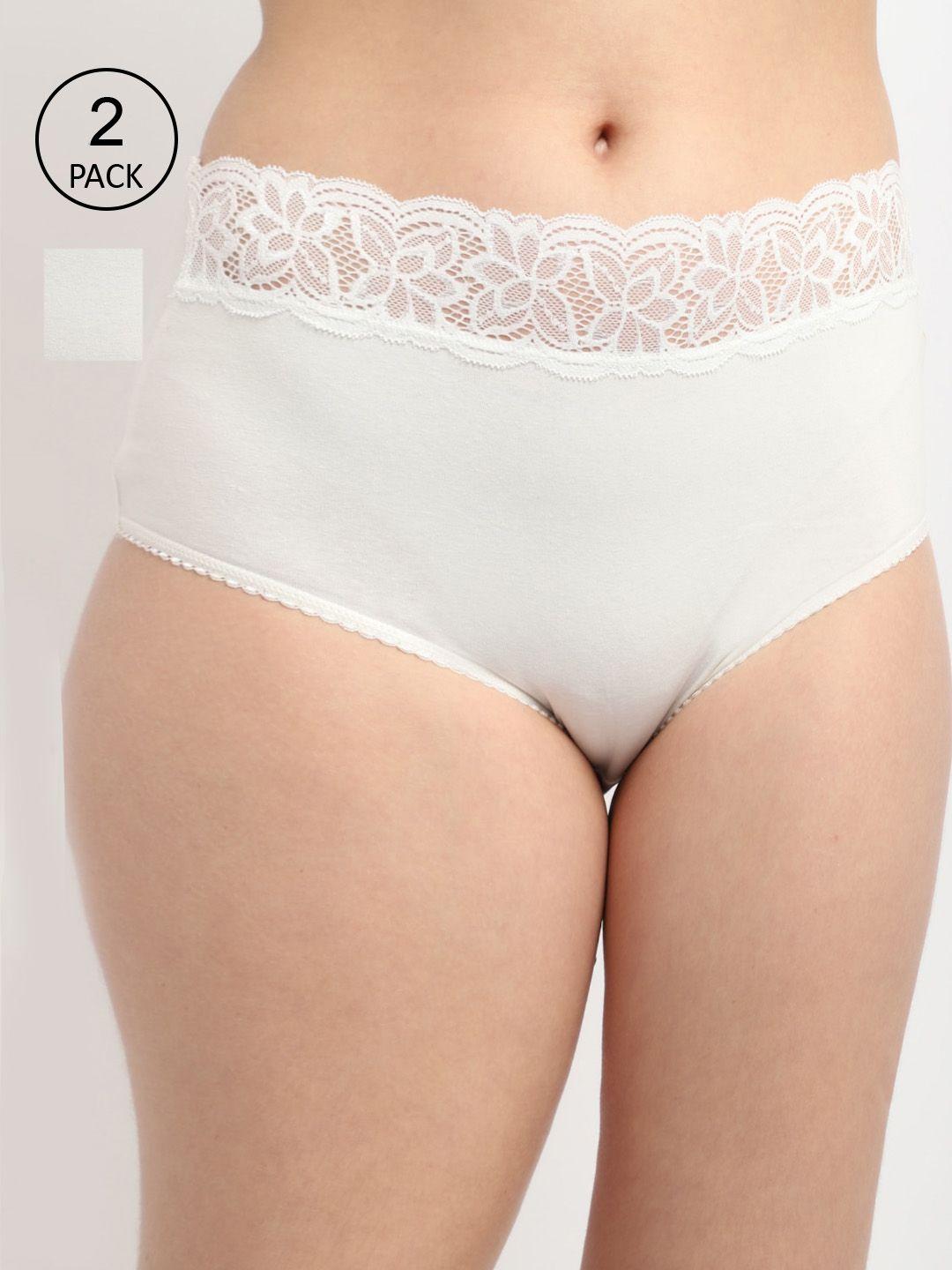 gracit women pack of 2 off white solid hipster briefs