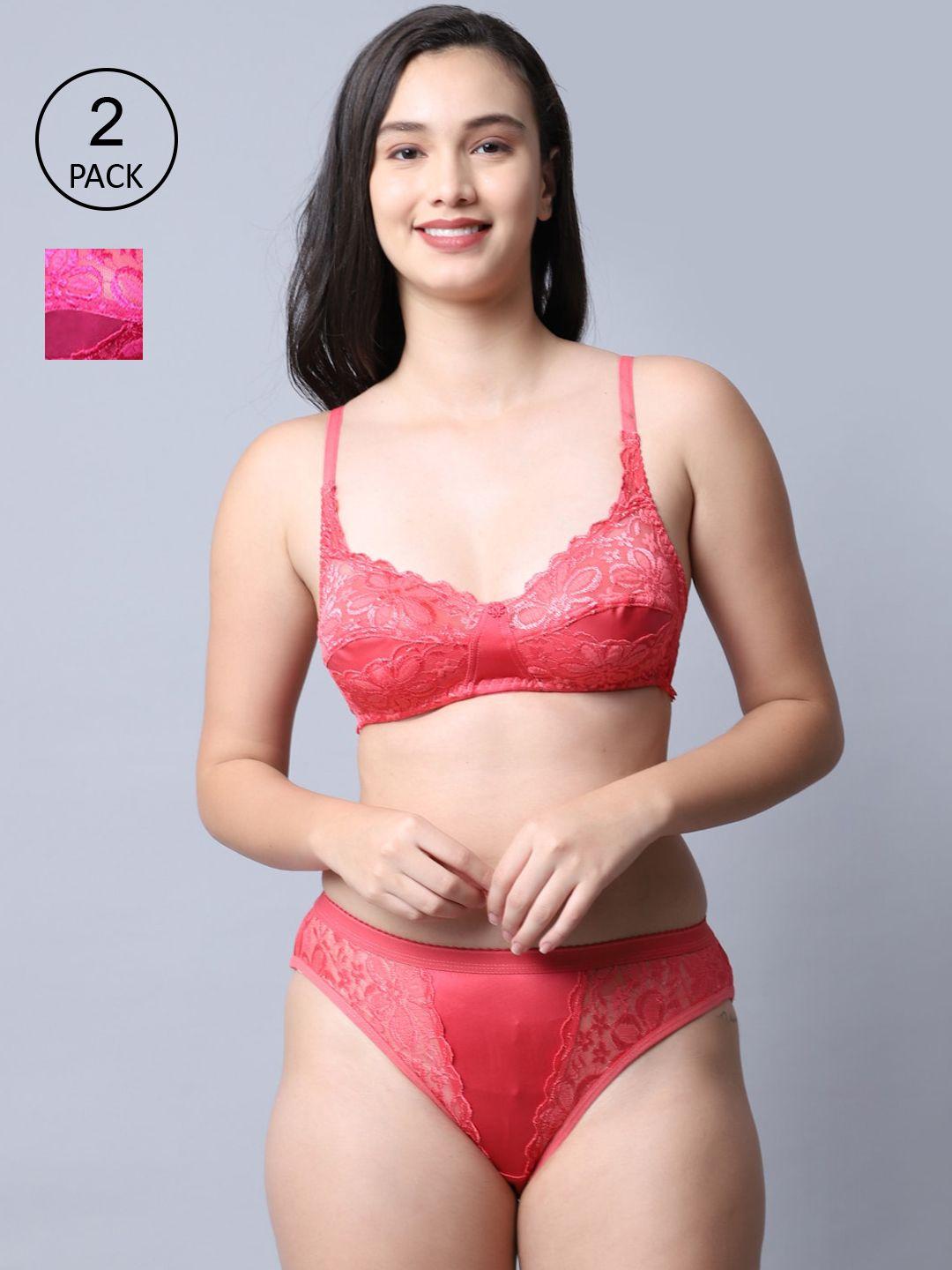 gracit women pack of 2 self-design lingerie set lst06-07-15-30