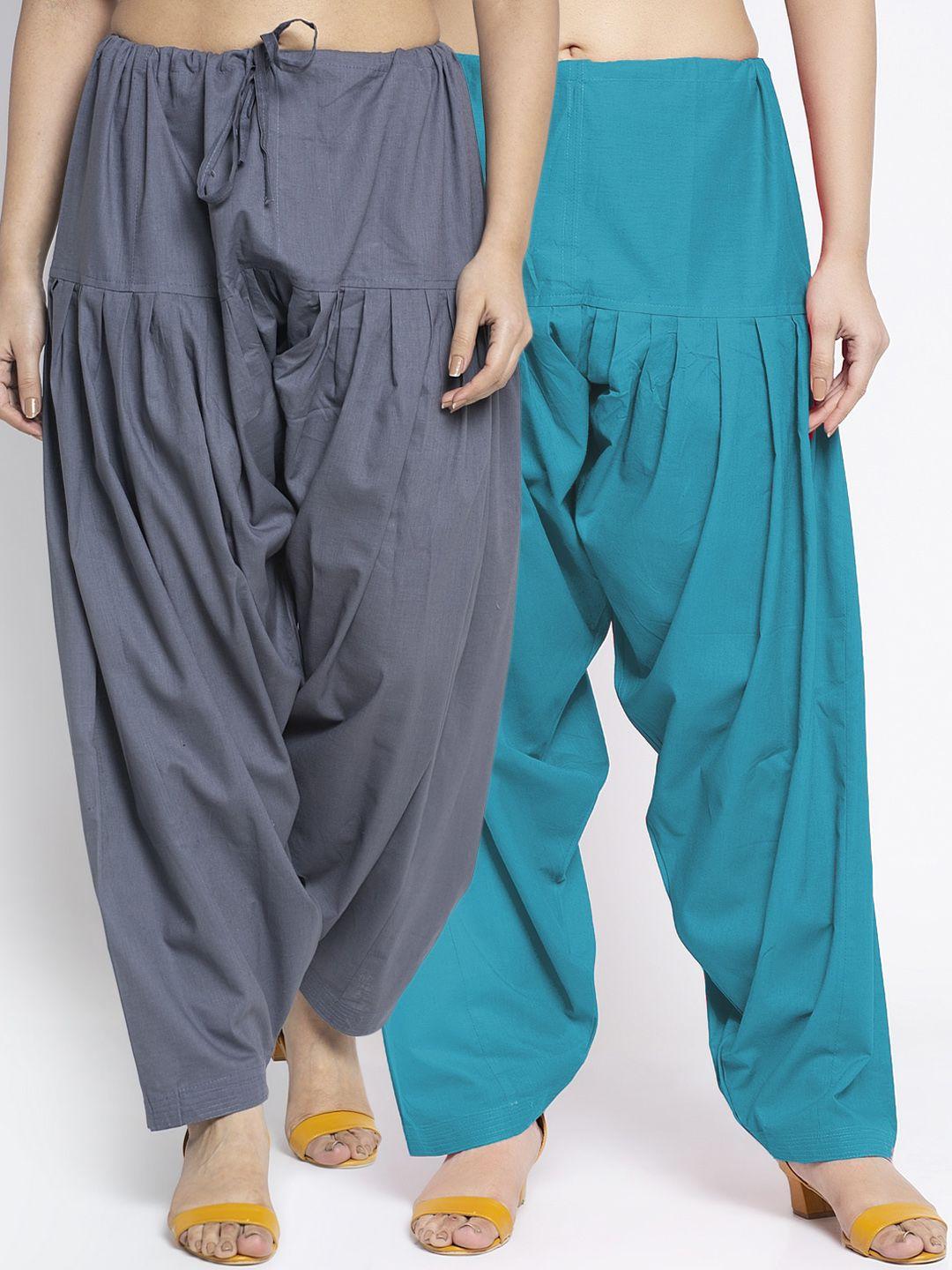 gracit women pack of 2 solid cotton salwars