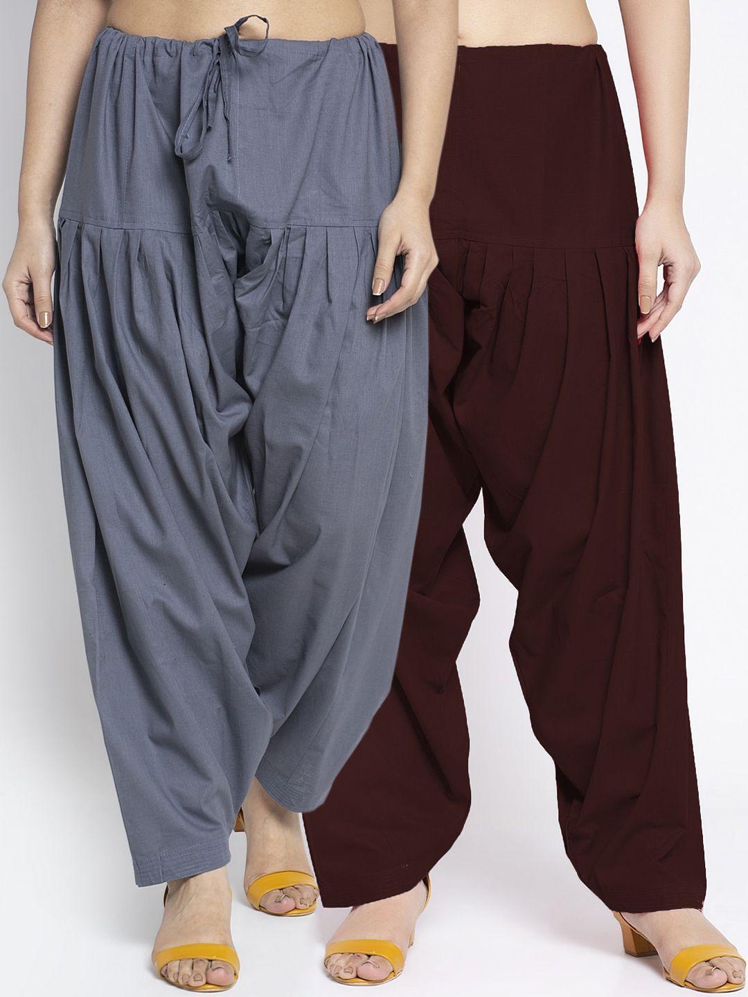 gracit women pack of 2 solid cotton salwars