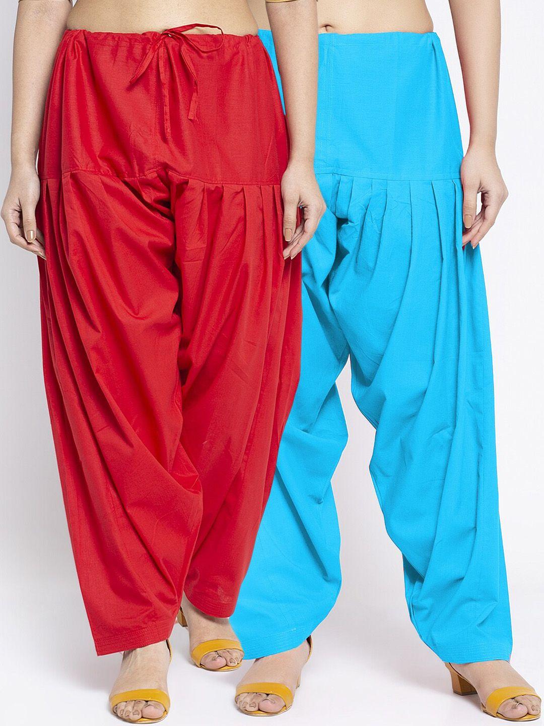 gracit women pack of 2 solid cotton salwars