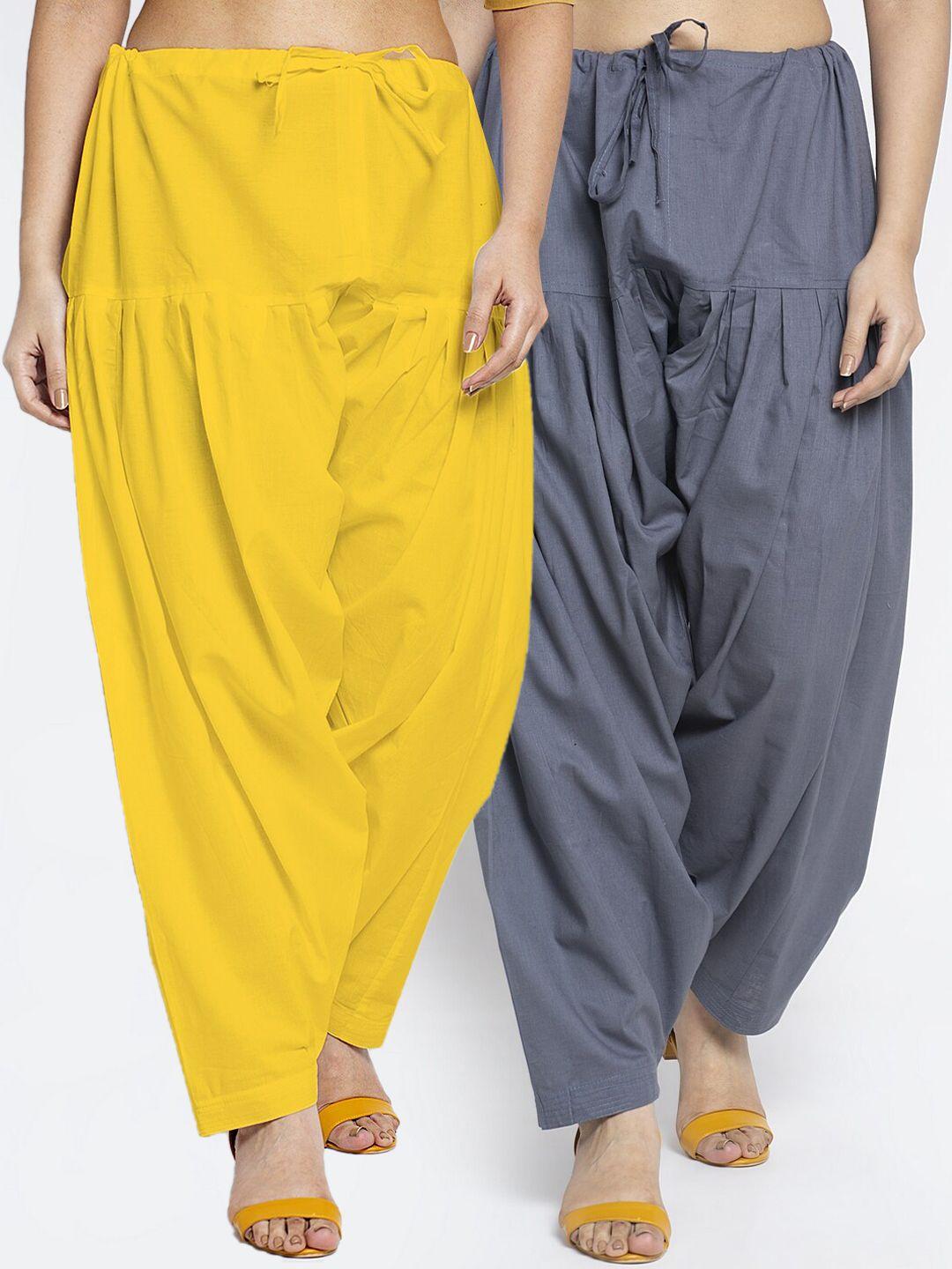 gracit women pack of 2 solid loose fit cotton salwars
