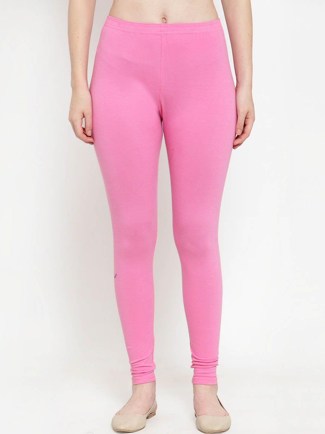 gracit women pink solid churidar-length leggings