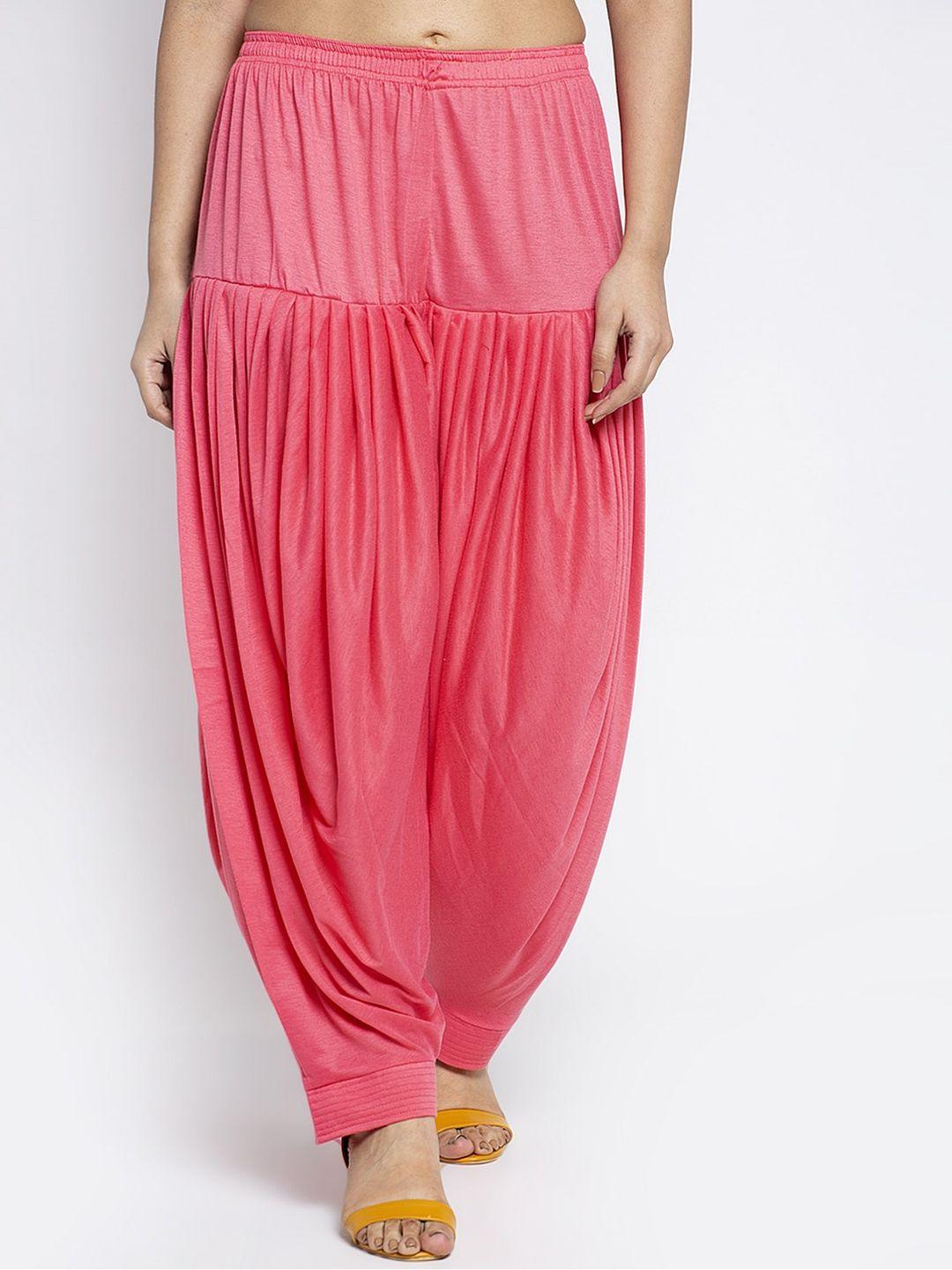 gracit women pink solid loose-fit patiala