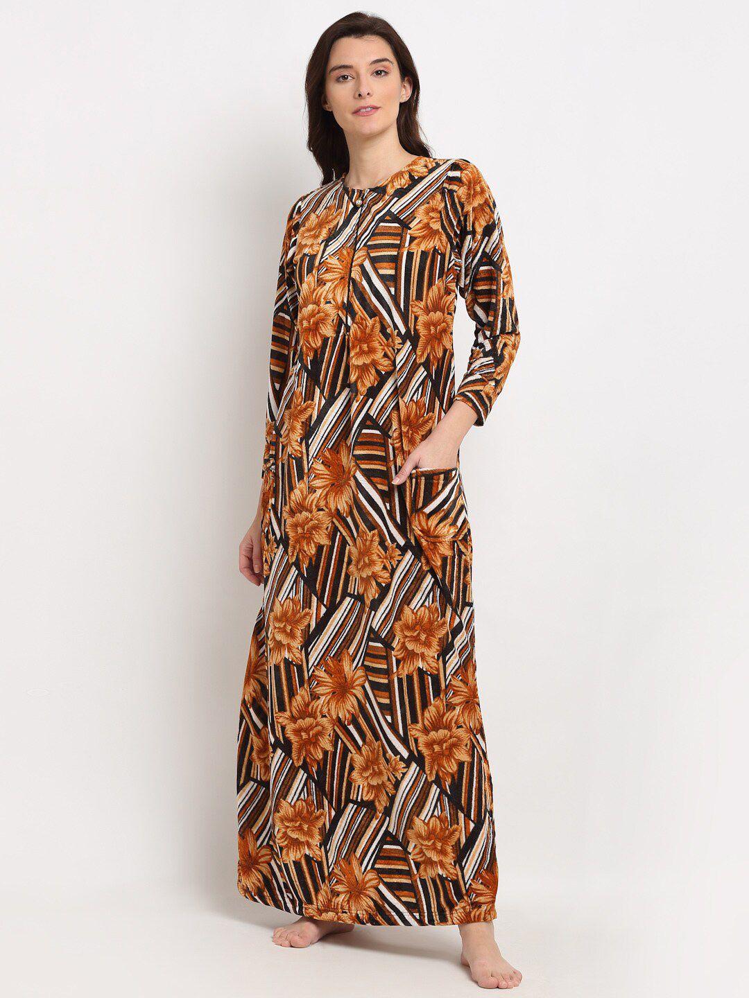 gracit women printed maxi nightdress