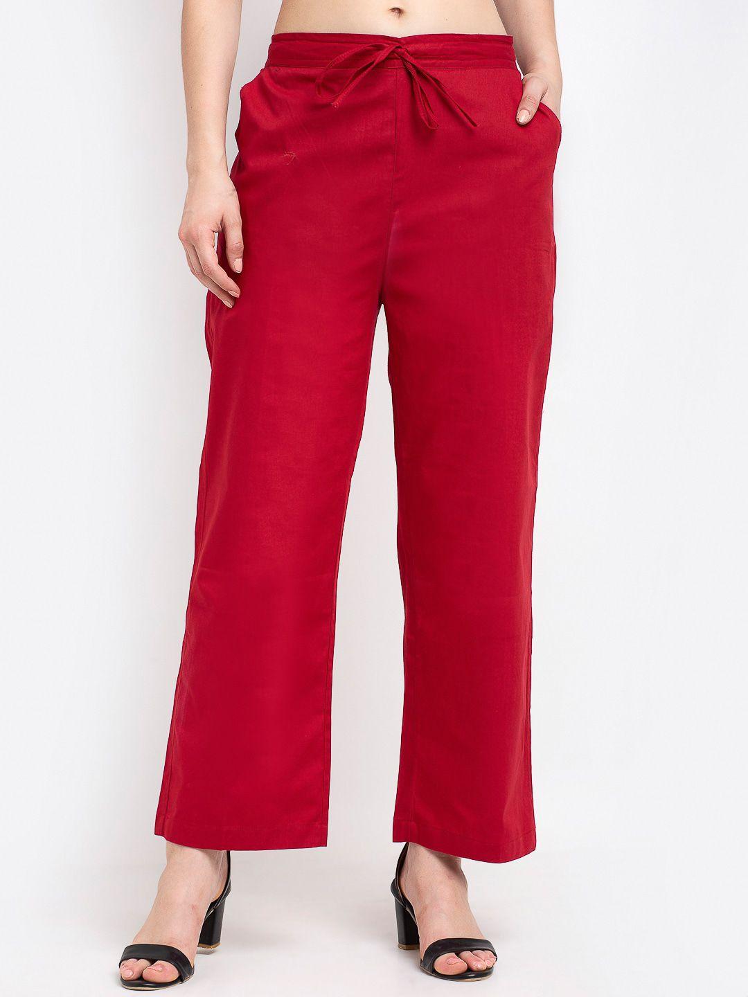 gracit women pure cotton parallel trousers
