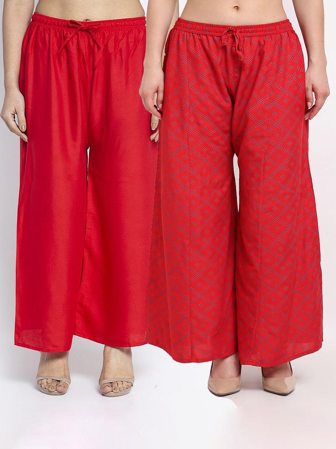 gracit women red pack of 2 ethnic palazzos
