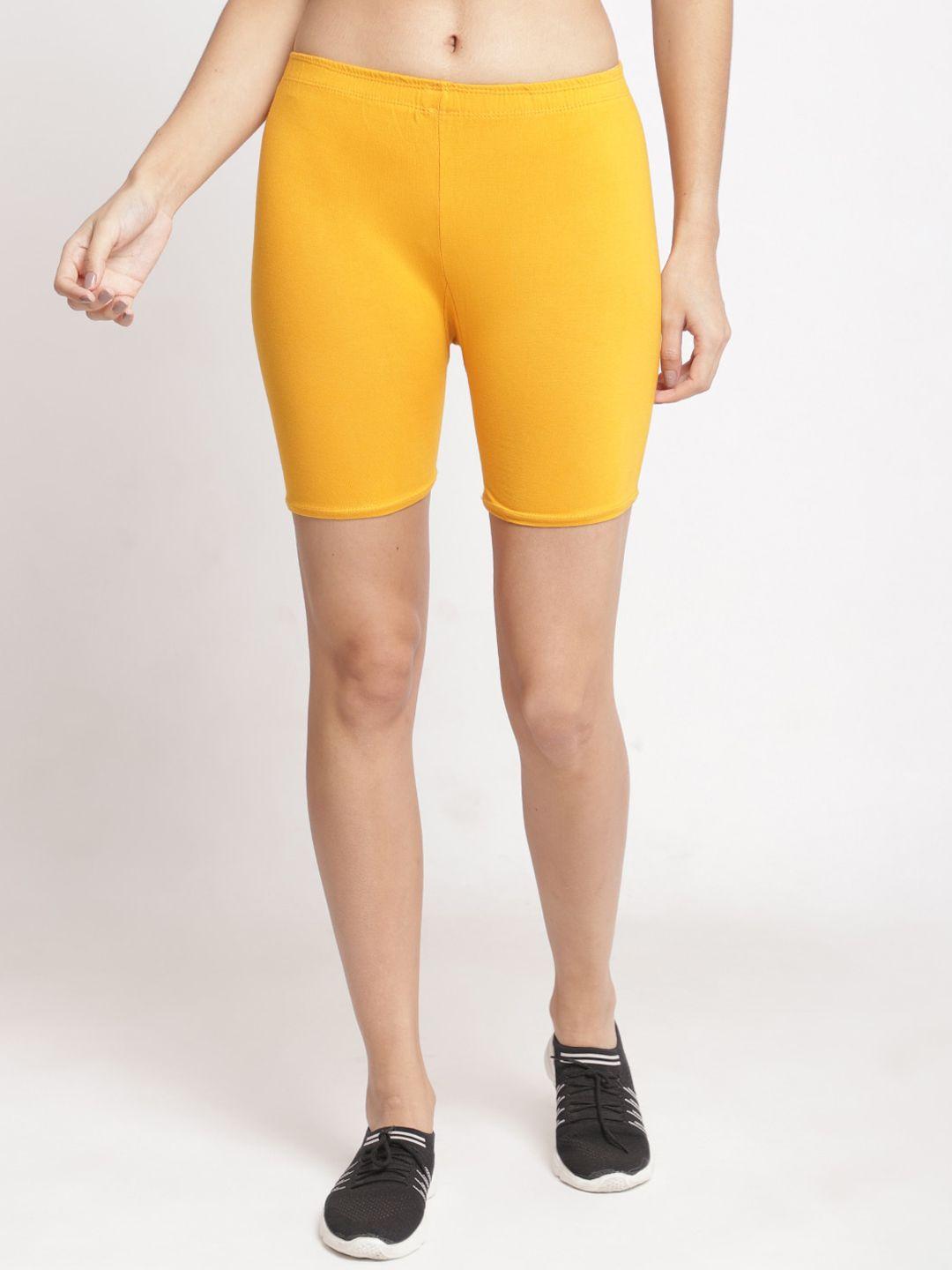 gracit women yellow cycling sports shorts