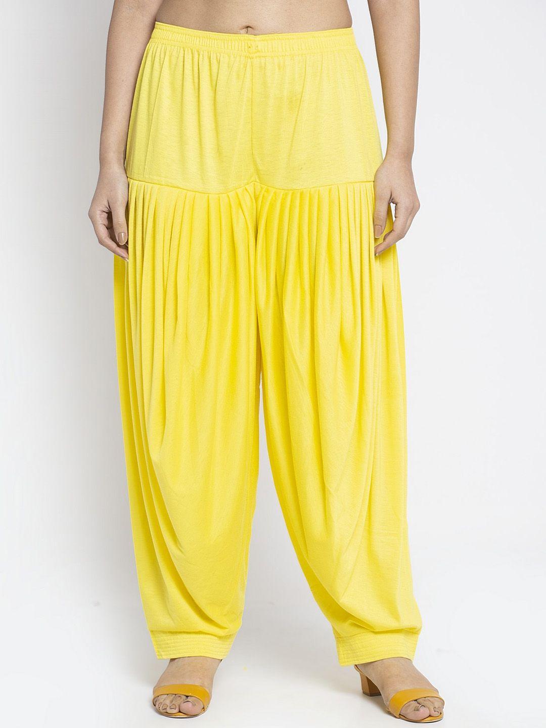 gracit women yellow solid loose-fit patiala