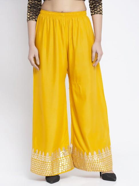 gracit yellow flared fit rayon palazzos