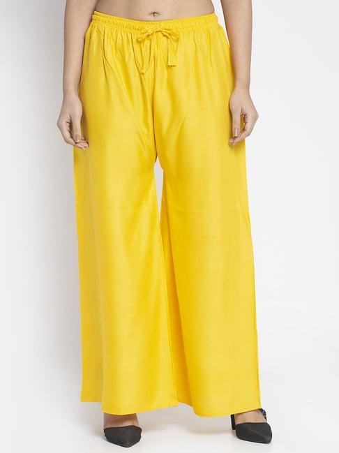 gracit yellow flared fit rayon palazzos