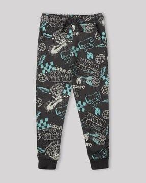 graffiti print joggers with insert pockets