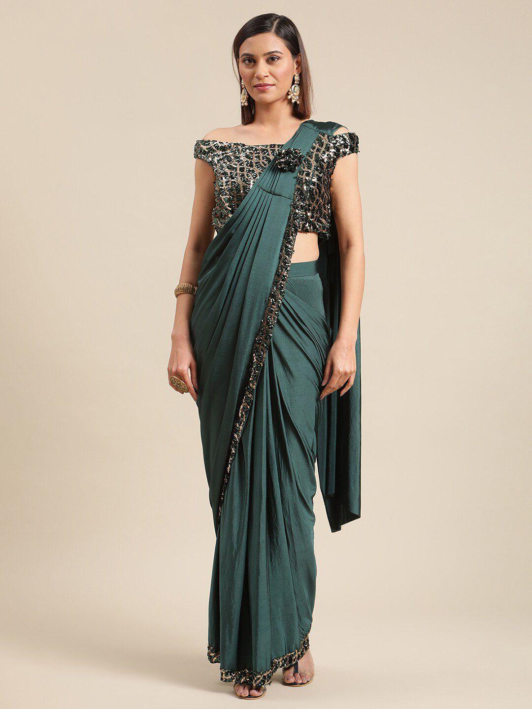 grancy green embellished ready to wear saree