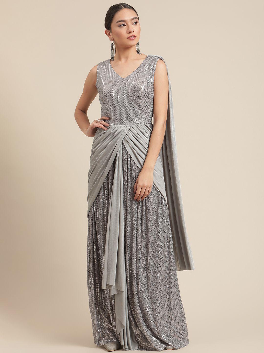 grancy grey embellished ready to wear saree