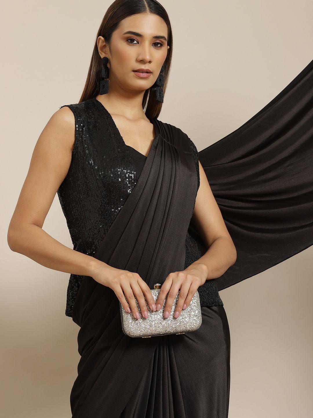 grancy black sequinned ready to wear saree