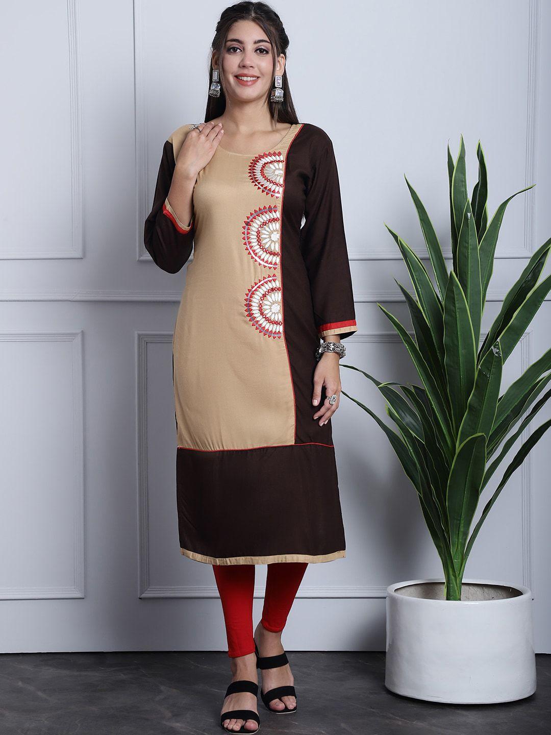 grancy ethnic motifs embroidered panelled kurta