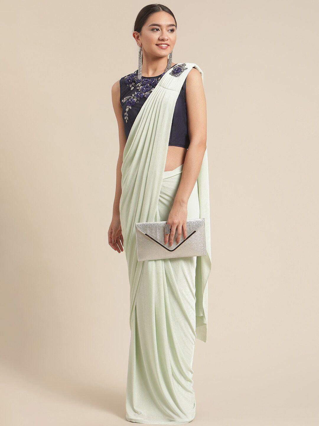 grancy green & black ready to wear viscose rayon saree