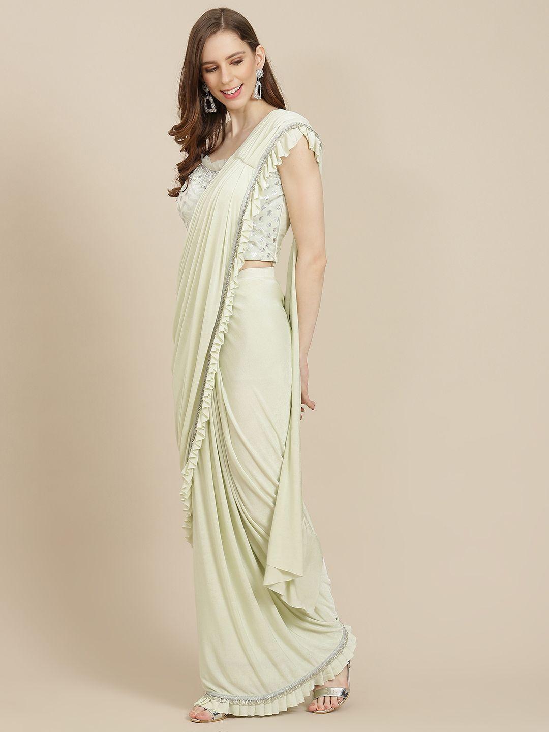 grancy green solid ready to wear saree