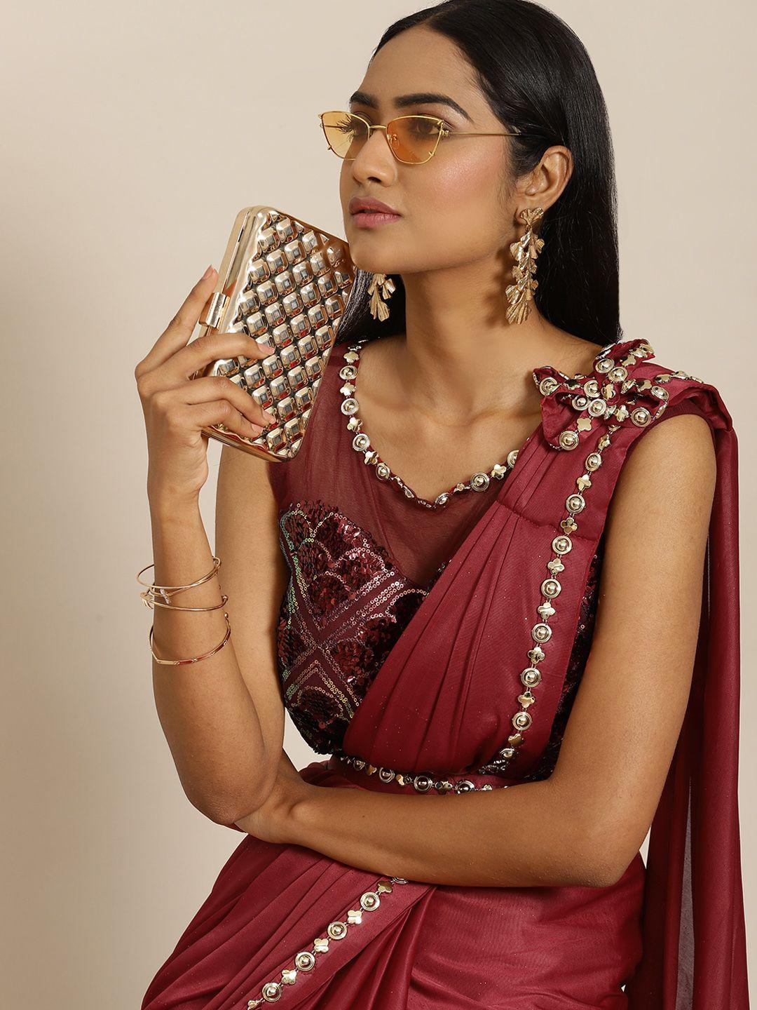 grancy maroon ready to wear saree