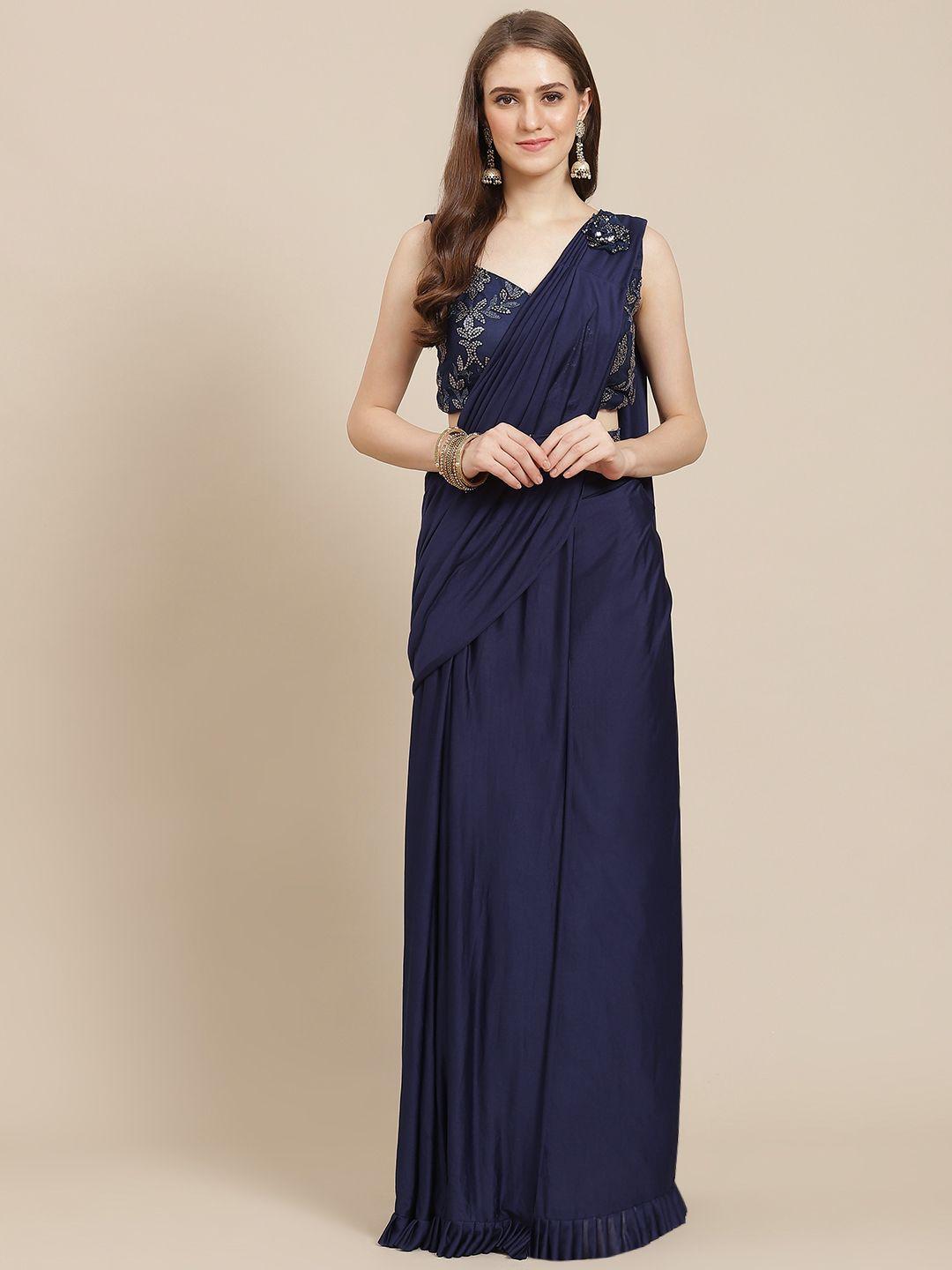 grancy navy blue ready to wear saree