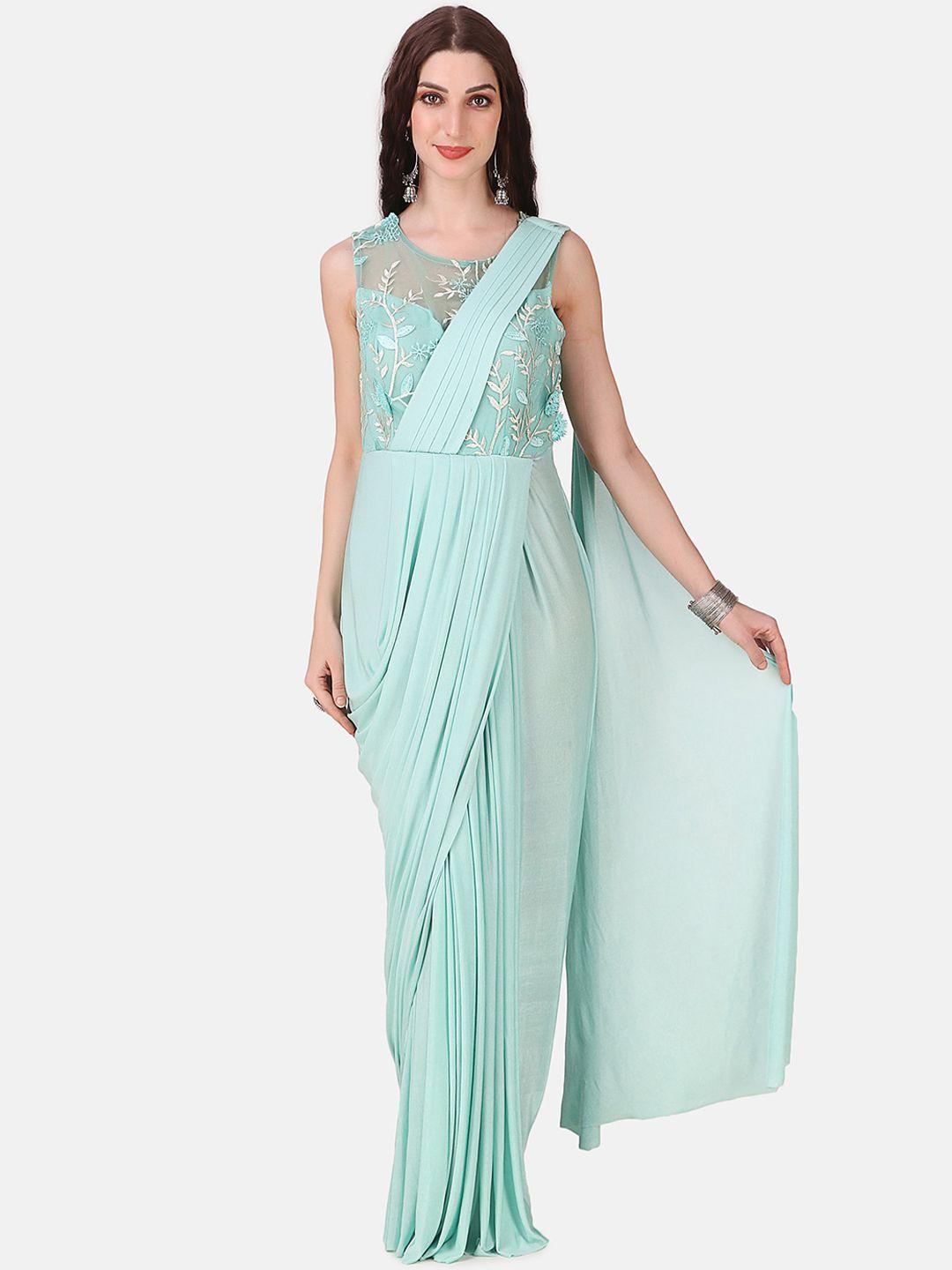 grancy turquoise blue floral embroidered velvet maxi dress