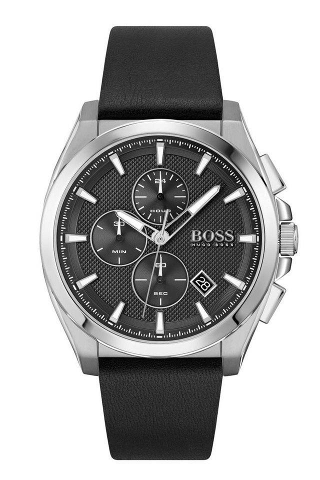 grandmaster black dial leather chronograph watch for men - 1513881