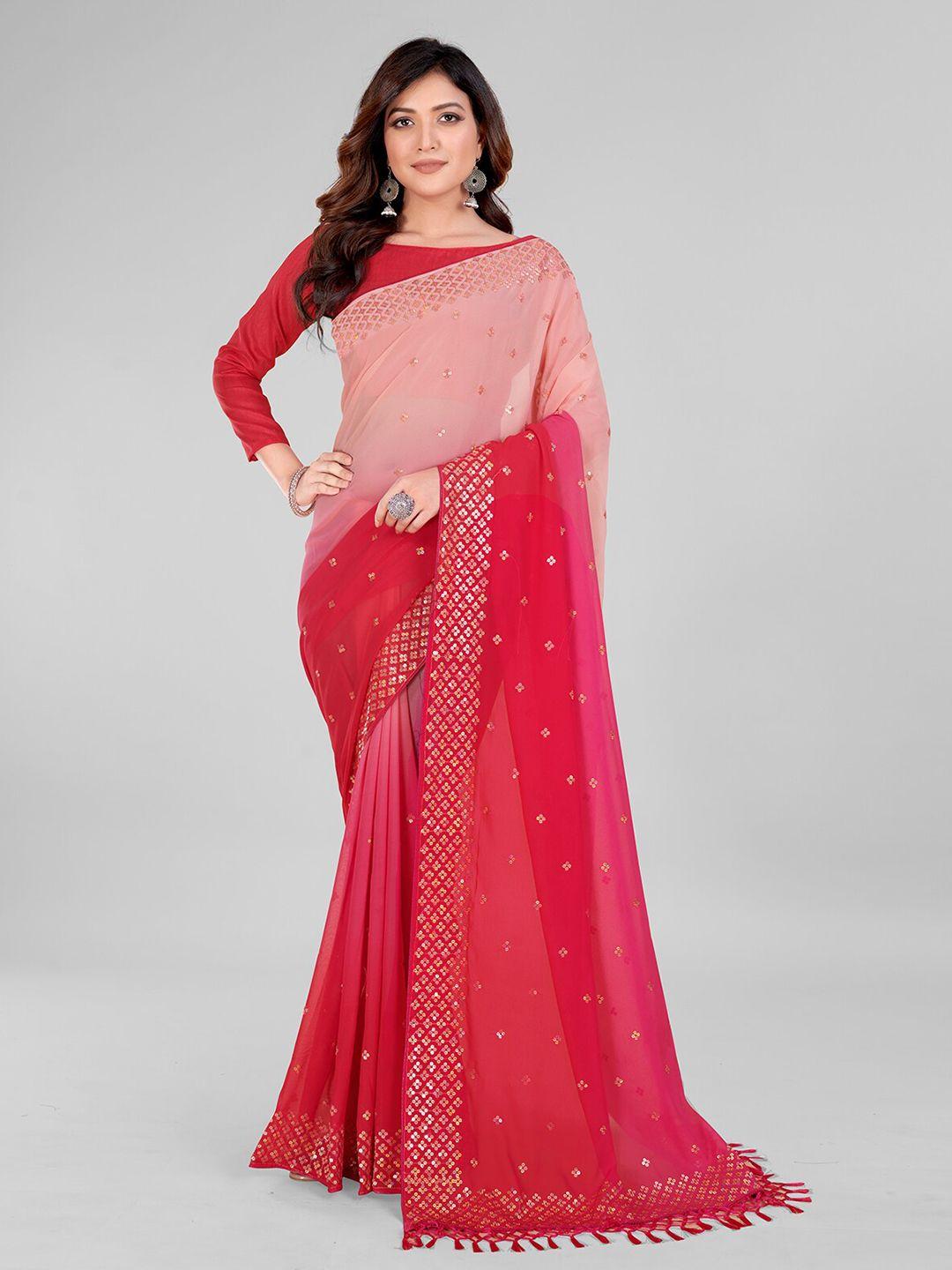 granthva fab embellished sequinned pure georgette saree