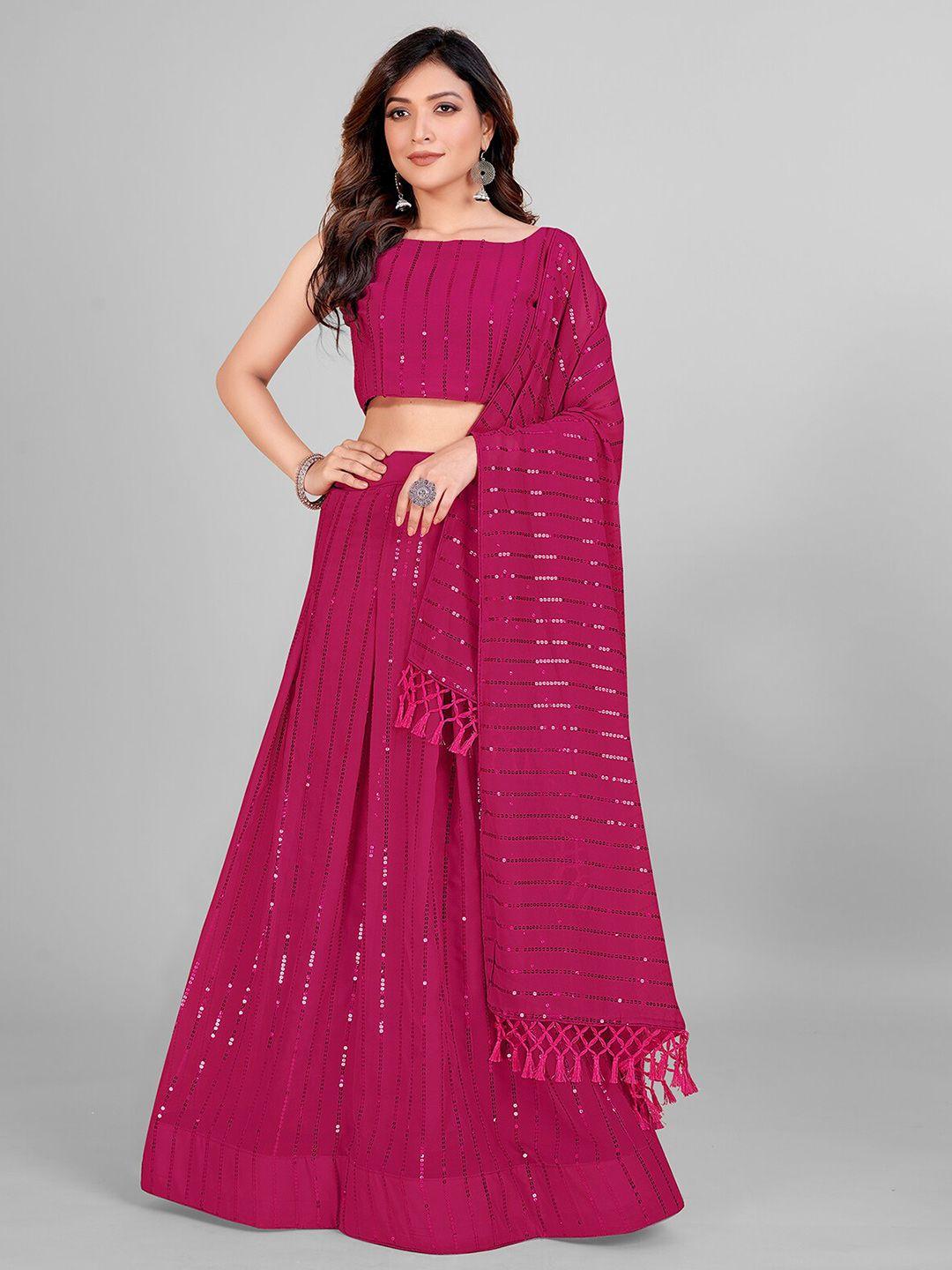 granthva fab embellished sequinned semi-stitched lehenga & unstitched blouse with dupatta