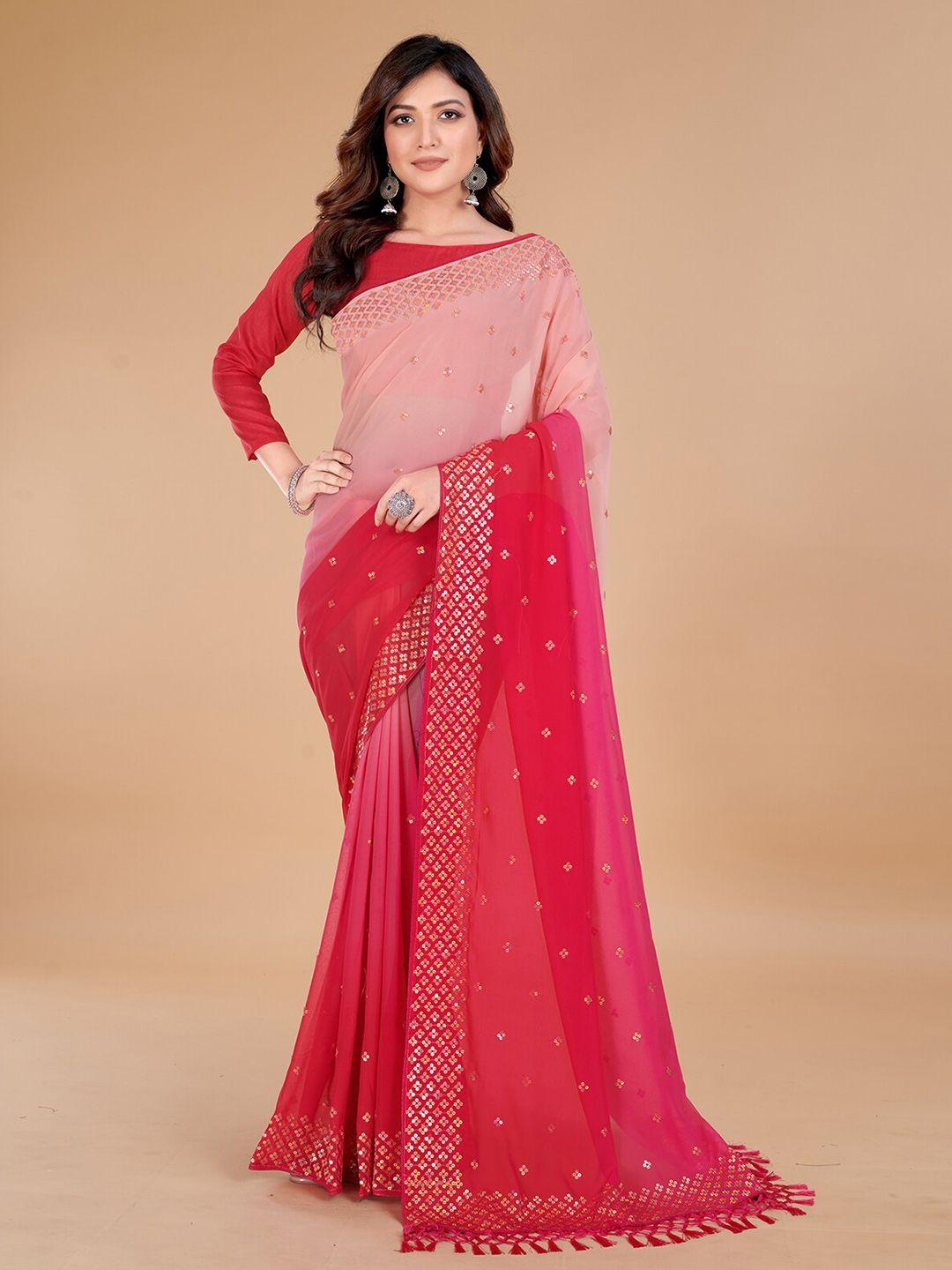 granthva fab sequinned embellished pure georgette saree