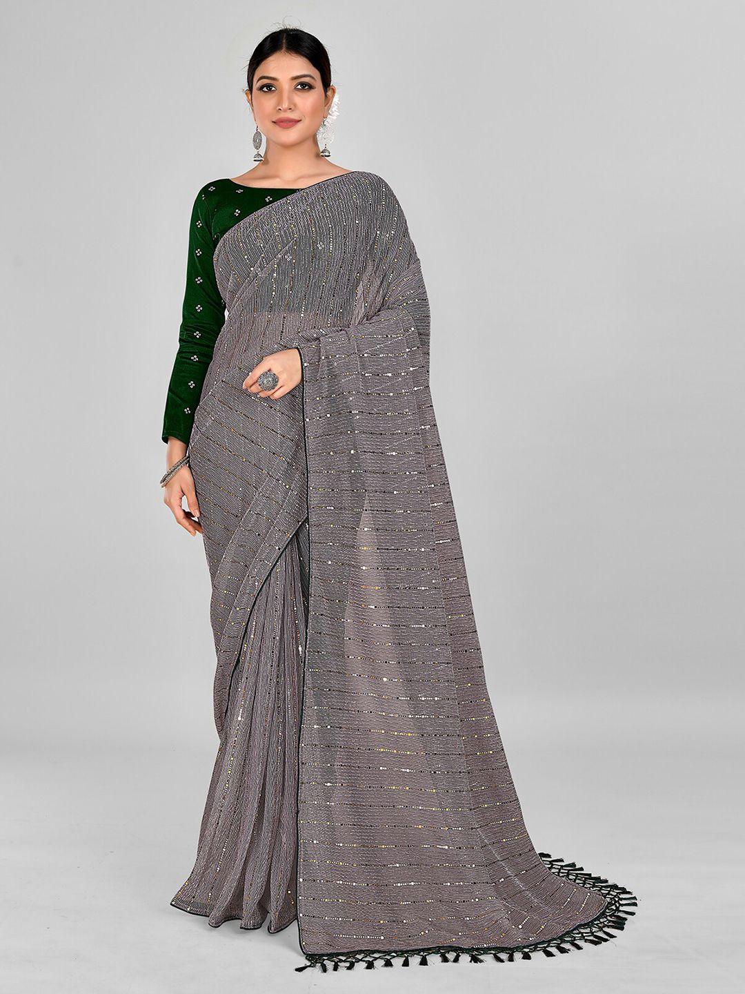granthva fab embellished sequinned art silk saree