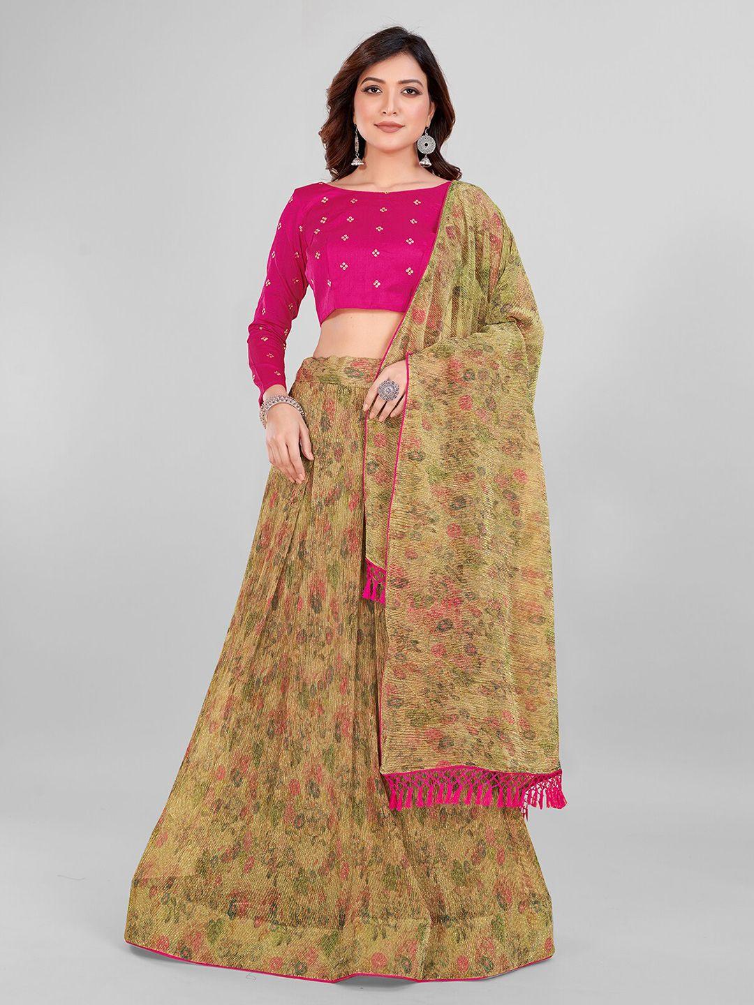 granthva fab embroidered semi-stitched lehenga & unstitched blouse with dupatta