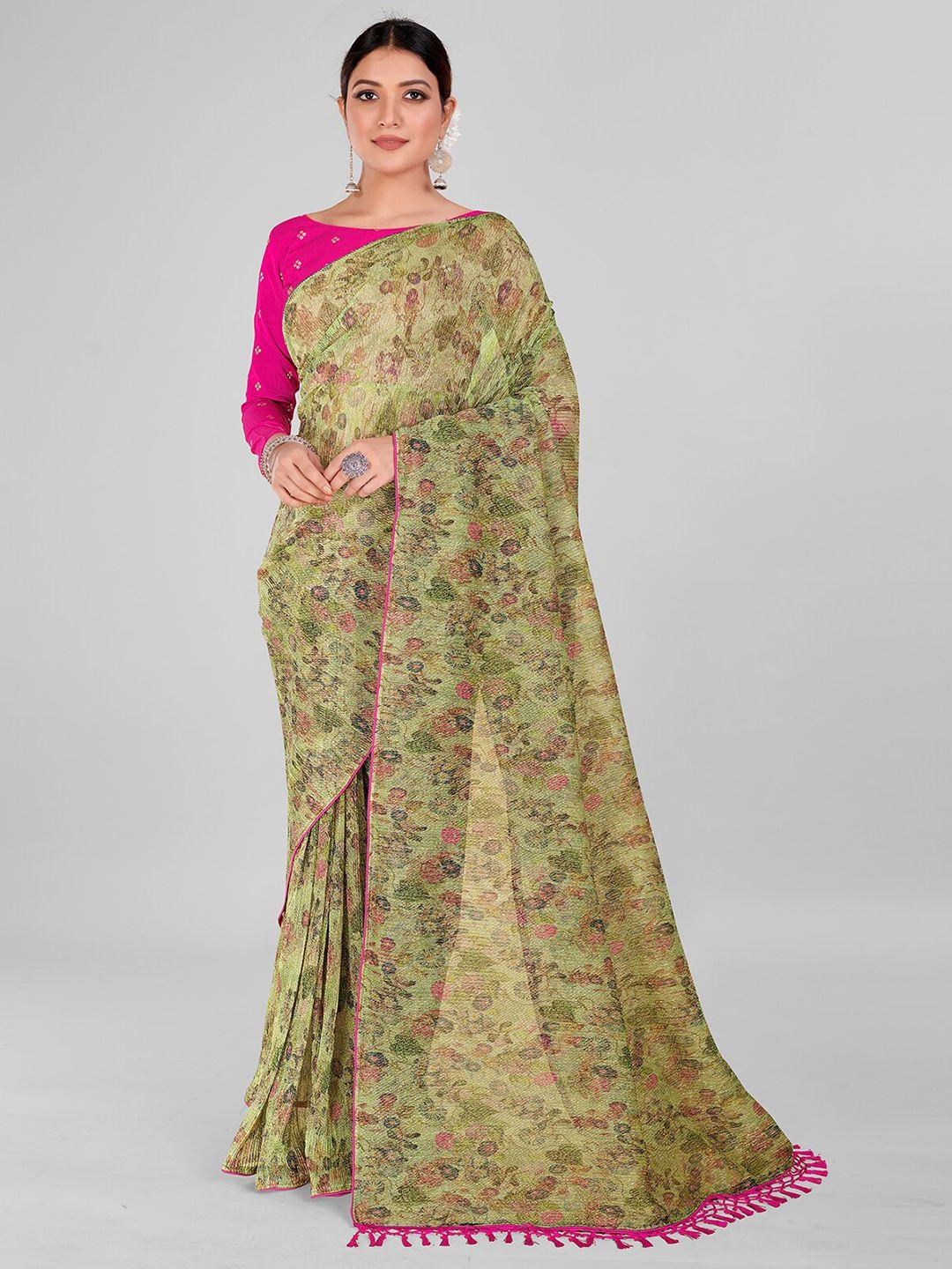 granthva fab floral printed zari saree