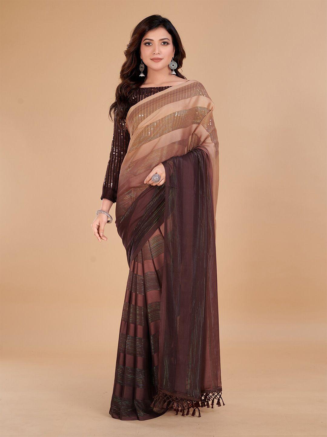 granthva fab striped sequined art silk saree