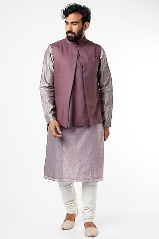 grape cotton silk nehru jacket