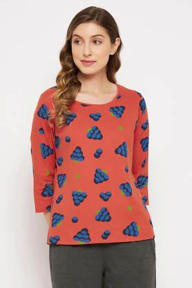 grapes print top in red - cotton - red