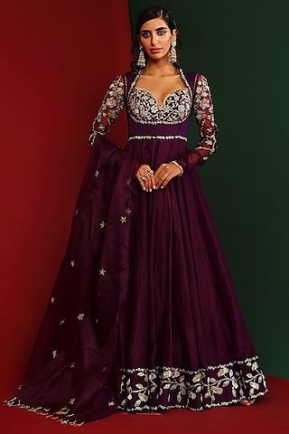 grapevine embroidered anarkali set