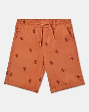 graphic  print shorts with drawstring waist